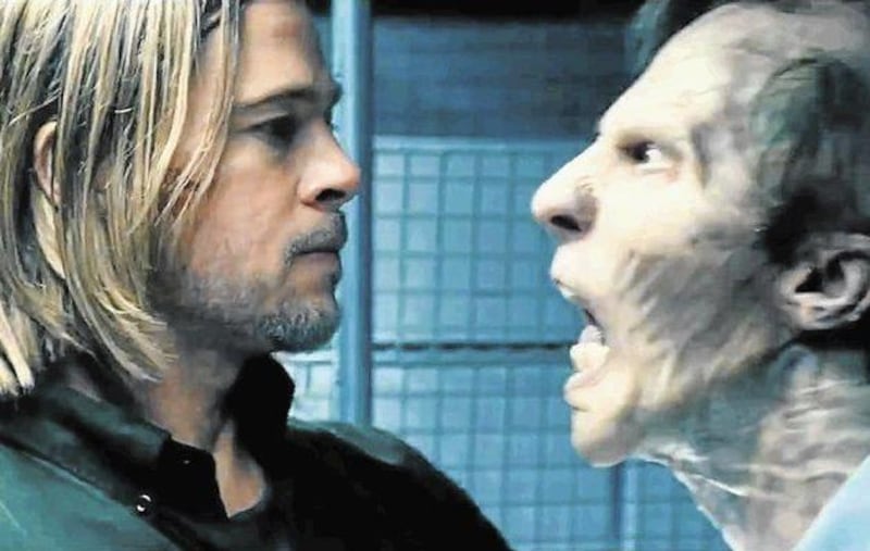Brad Pitt confronts a zombie in "World War Z," new to Blu-ray and DVD this week.