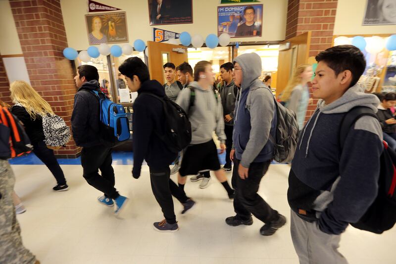 Cyprus High School students move between classes on Monday, Dec. 11, 2017. The school's graduation rate climbed 11 percent between 2016 and 2017.