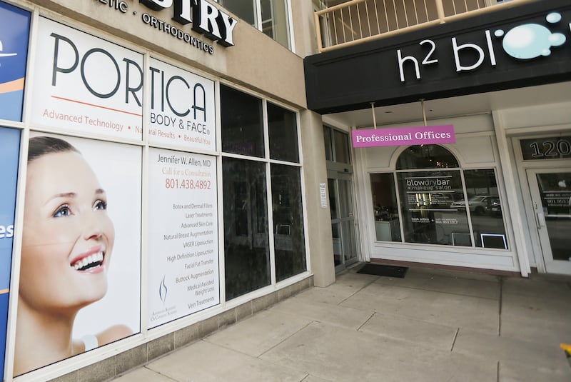 The front of Portica Body & Face in Salt Lake City on Friday, April 5, 2019. In 2016, a mother of five and grandmother of 20 went to Portica to see a physician for liposuction and 24 hours later was dead.