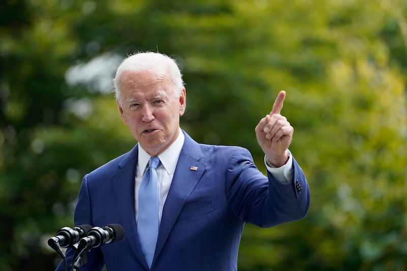 President Joe Biden speaks outside the White House in Washington on Friday, Oct. 8, 2021. Biden’s honeymoon period came to an end this summer, due, in part, to the rise of the delta variant and a chaotic U.S. exit from Afghanistan. But even as new reported COVID-19 cases and hospitalizations fall and attention on Afghanistan fades, his approval rating hasn’t bounced back.