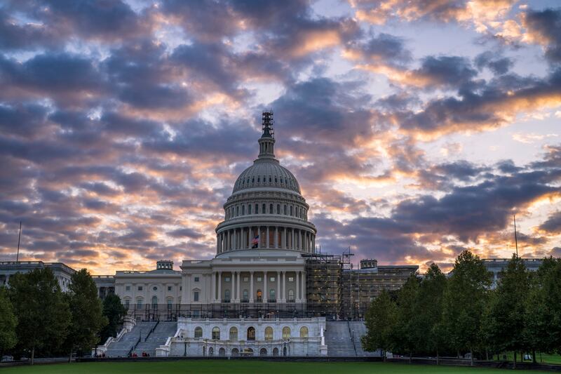 The Capitol is seen at sunrise, in Washington.