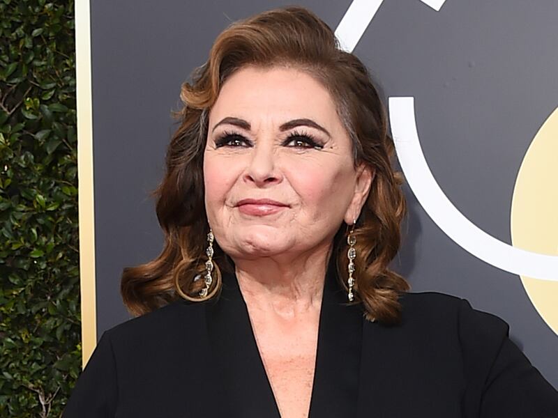 FILE - In this Jan. 7, 2018 file photo, Roseanne Barr arrives at the 75th annual Golden Globe Awards in Beverly Hills, Calif. Barr is blaming a racist tweet that got her hit show canceled on the insomnia medication Ambien, prompting its maker to respond t