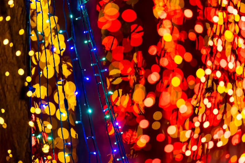 Christmas lights shine around the Conference Center in Salt Lake City following the First Presidency’s Christmas Devotional on Dec. 4, 2022.