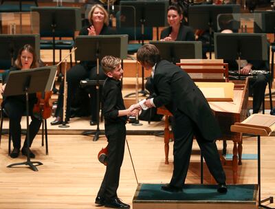Ezekiel Sokoloff plays the violin with the Utah Symphony during the 59th annual Salute to Youth concert, an event where young musicians perform classical masterpieces as soloists, at Abravanel Hall in Salt Lake City on Tuesday, Sept. 11, 2018.