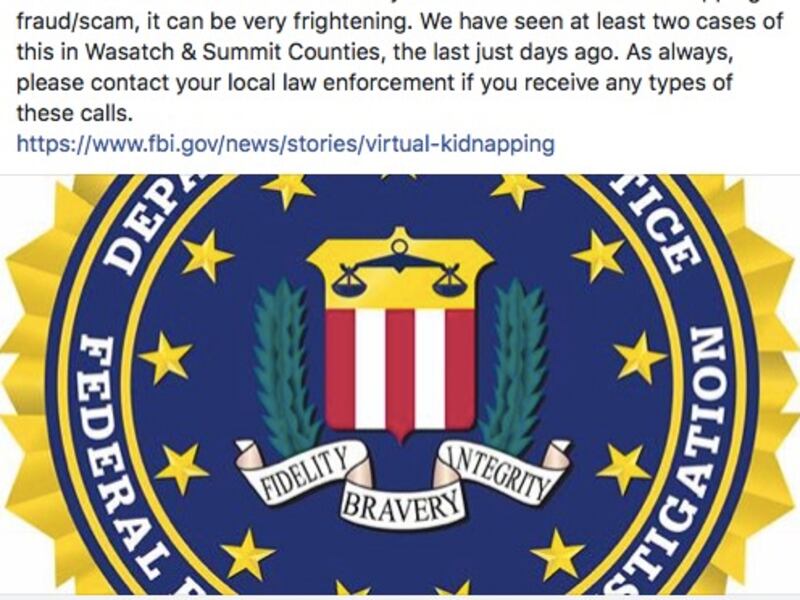 Law enforcement agencies are posting warnings about virtual kidnappings on social media.