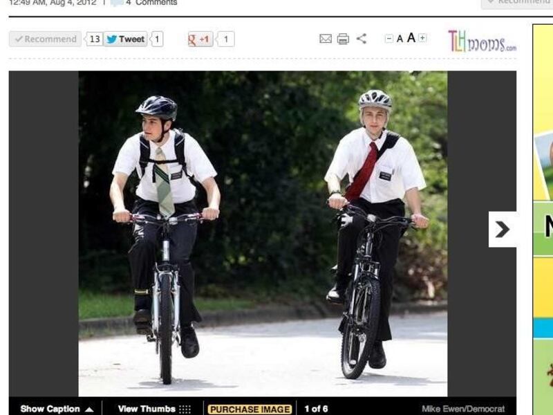 An article posted on the Tallahassee Democrat featured Mormon missionaries, including Elder Saunders and Elder Buttars from Logan and Ogden.