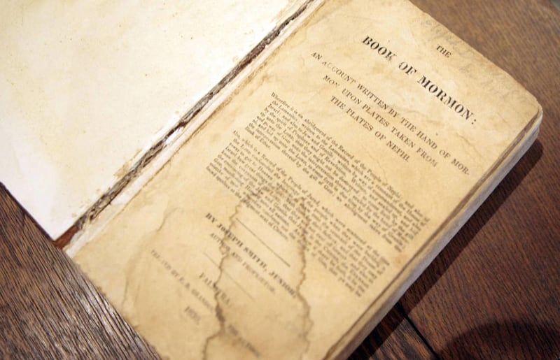 A first edition of the Book of Mormon at Brent F. Ashworth's bookstore in Provo Friday, January 9, 2009. Photo by Jason Olson