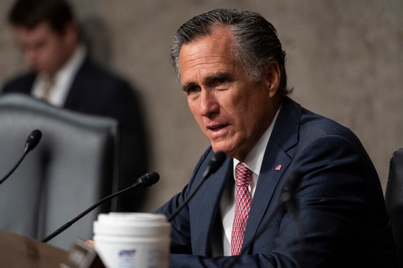 Sen. Mitt Romney, R-Utah, speaks during a hearing of the Senate Foreign Relations.