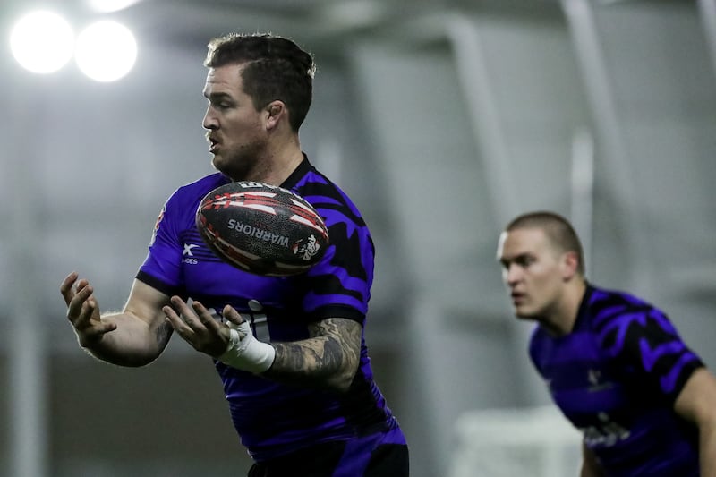 John Cullen and other players for the Utah Warriors rugby team practice at the Zions Bank Training Center in Herriman on Tuesday, Jan. 22, 2019.