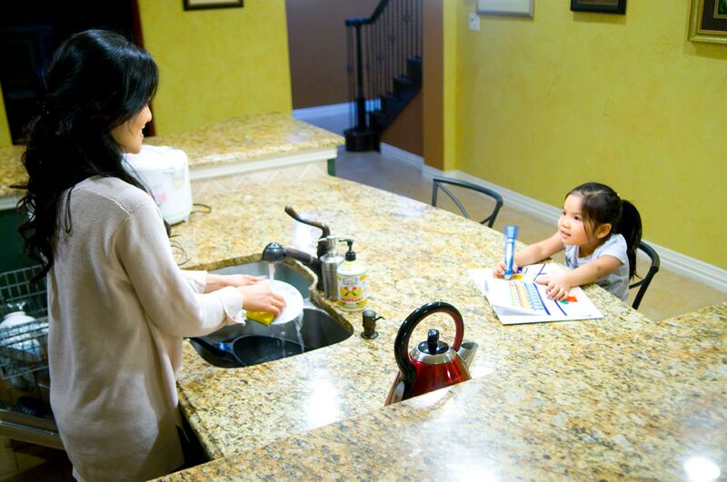 Cecilia Yiu is home-schooling her daughter.