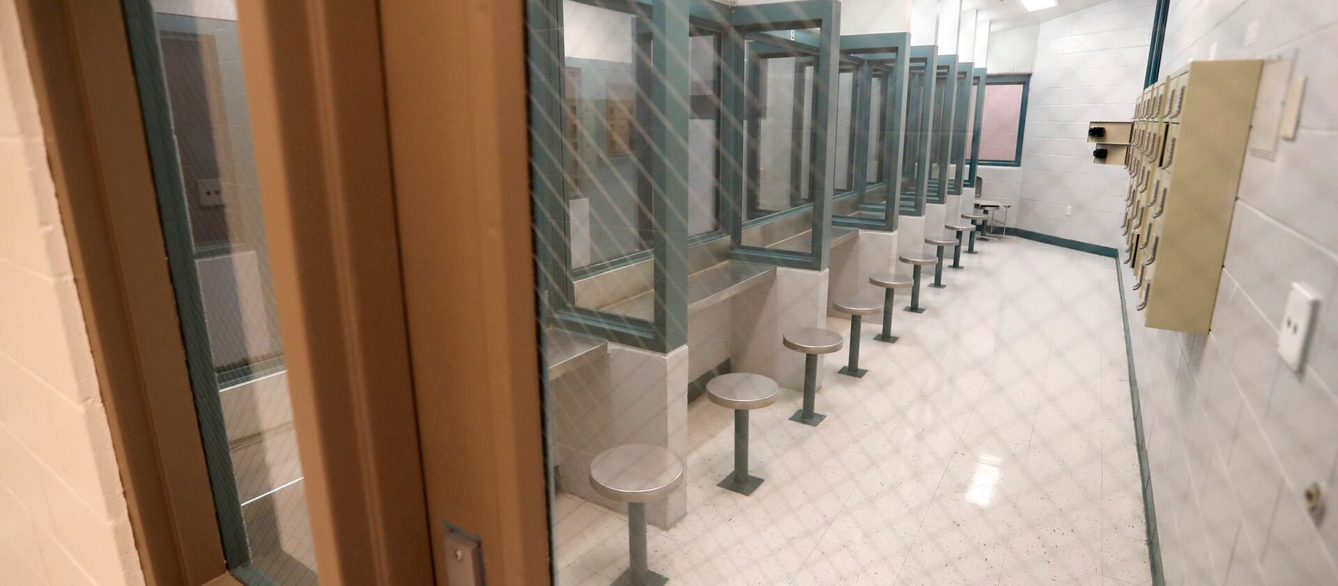 A section of the Davis County Jail where inmates communicate with visitors.