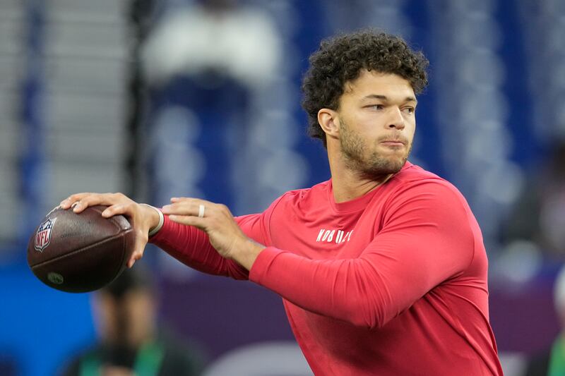 BYU quarterback Jaren Hall throws