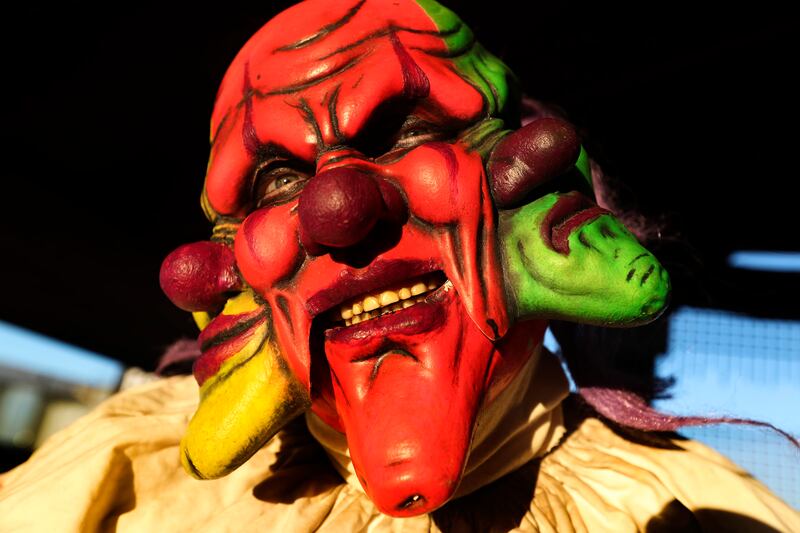 Gabriel Allred in his full Uncle Dizzno costume at Fear Factory in Salt Lake City on Tuesday, Oct. 16, 2018.