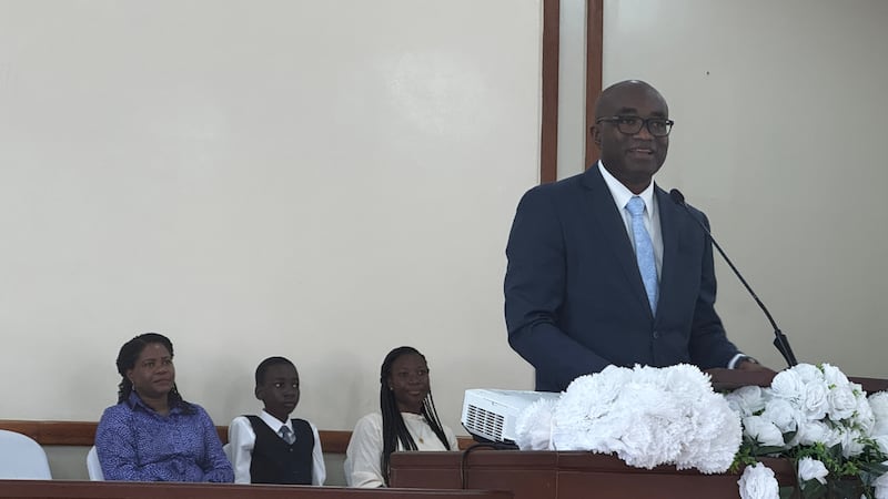 Elder Isaac K. Morrison — a General Authority Seventy and second counselor in the Church’s Africa West Area presidency — speaks at the groundbreaking of the Kumasi Ghana Temple on Saturday, Oct. 18, 2025, in Kumasi, Ghana.