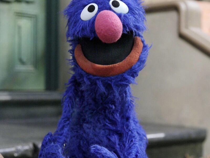 Grover is posed on the set of \"Sesame Street,\" in New York.