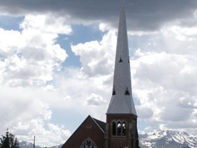The Annunciation Catholic Church in Leadville, Colo., boasts an elongated steeple that houses a 3,026-pound bell.