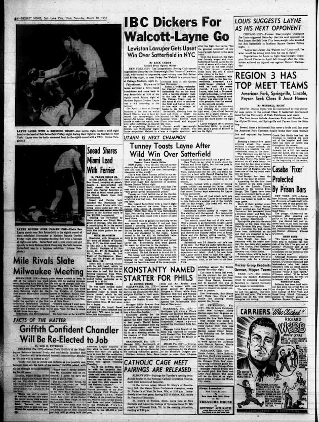 Deseret News archives: Utah boxer Rex Layne won a big fight in March 1951