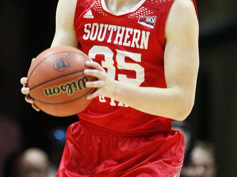 Southern Utah forward A.J. Hess (35) handles the ball in an NCAA men's college basketball game against the Utah Utes at the Jon M. Huntsman Center in Salt Lake City, Friday, Nov. 13, 2015.