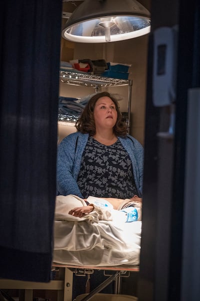 Chrissy Metz (Joyce Smith) and Marcel Ruiz (John Smith, in bed) star in Twentieth Century Fox’s "Breakthrough."