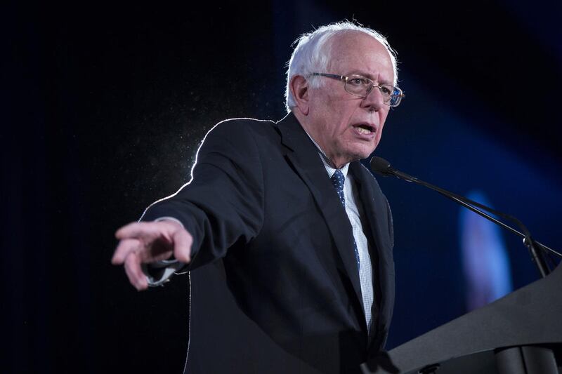 Democratic presidential candidate Sen. Bernie Sanders, I-Vt., speaks during the Jefferson Jackson Dinner, on Saturday, Feb. 13, 2016, in Denver.