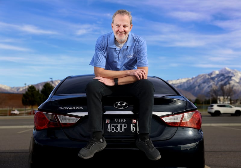 Sen. Lincoln Fillmore, R-South Jordan, is pictured in Murray on Dec. 6, 2023. Fillmore’s bill introduced the retro black Utah license plates.