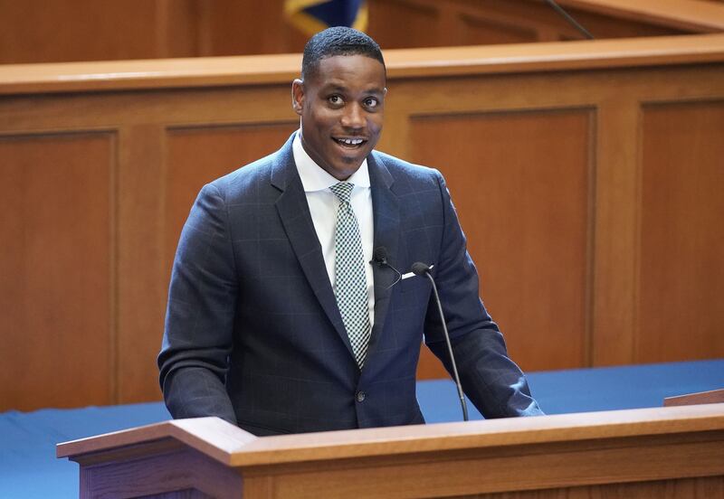Justin Giboney, president of the AND Campaign, speaks during the Notre Dame Religious Liberty Summit.