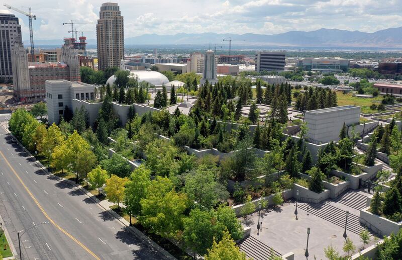 A green roof, which can help mitigate heat islands, is pictured on The Church of Jesus Christ of Latter-day Saints’ Conference Center in Salt Lake City on Tuesday, July 27, 2021.