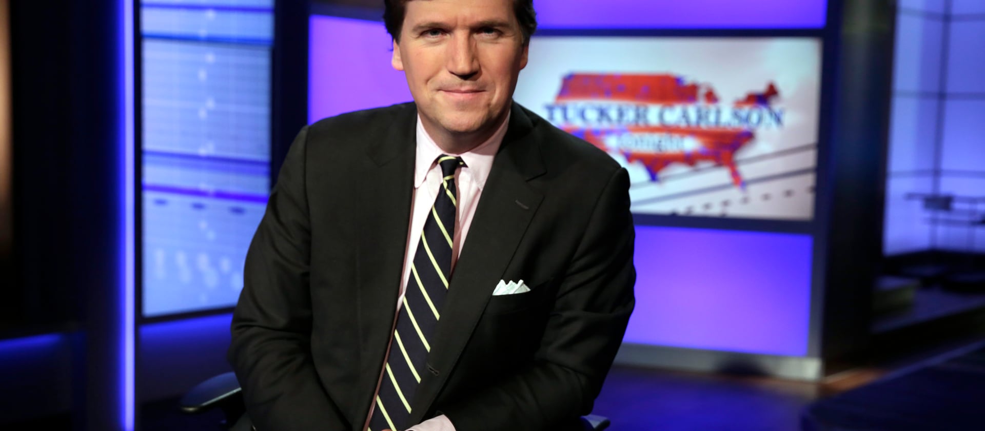 Tucker Carlson, host of “Tucker Carlson Tonight,” poses for photos in a Fox News Channel studio in New York on March 2, 2017.