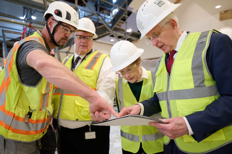 President D. Todd Christofferson and Sister Kathy Christofferson, tour the Salt Lake Temple of The Church of Jesus Christ of Latter-day Saints amid ongoing construction on Friday, Dec. 12, 2025.