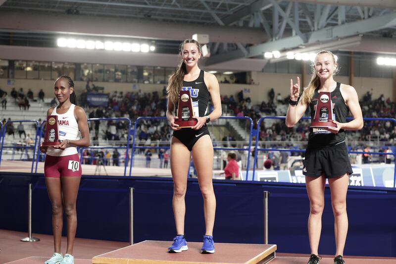 BYU’s Courtney Wayment captured the third NCAA title of her college career, winning the 5,000-meter run March 11, 2022.