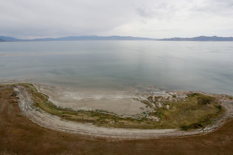 The shores of the Great Salt Lake on the west side of Antelope Island are pictured on Thursday, May 10, 2018.