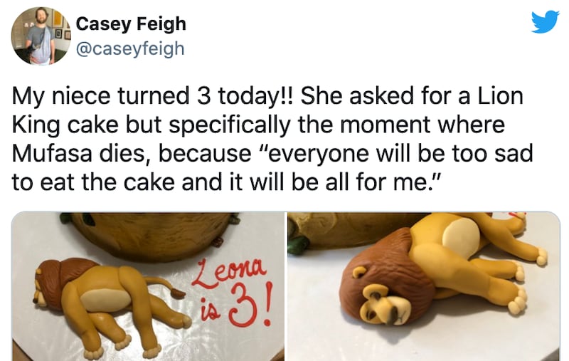 A “Lion King” scene on a cake.