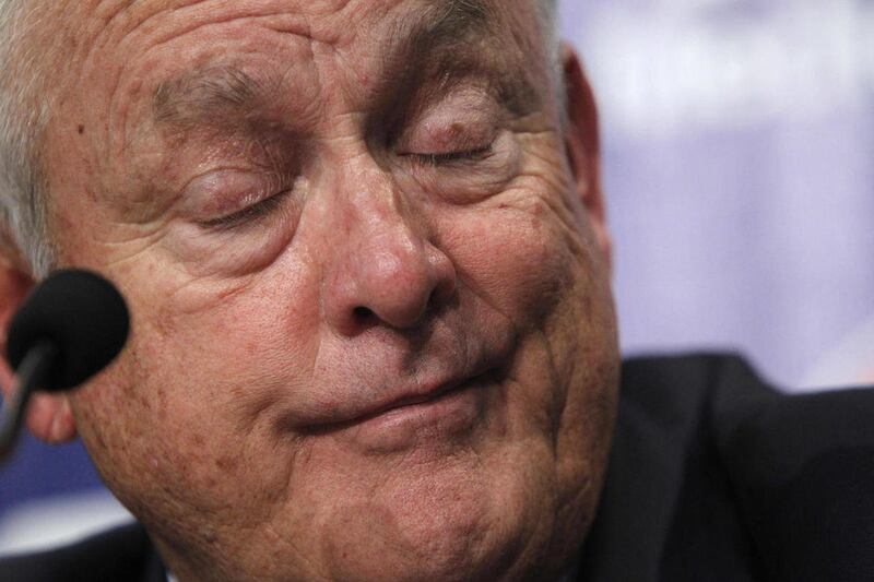 Texas Rangers owner Nolan Ryan appears during a news conference addressing the death of firefighter Shannon Stone, Friday, July 8, 2011, in Arlington, Texas. Stone died after he tumbled over a railing and plunged 20 feet onto concrete below while catching