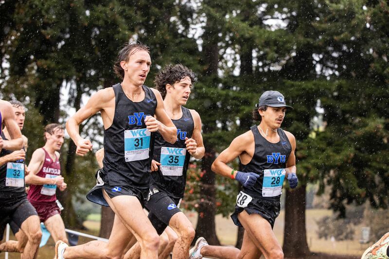 BYU cross-country runner compete at the WCC championship earlier this fall.