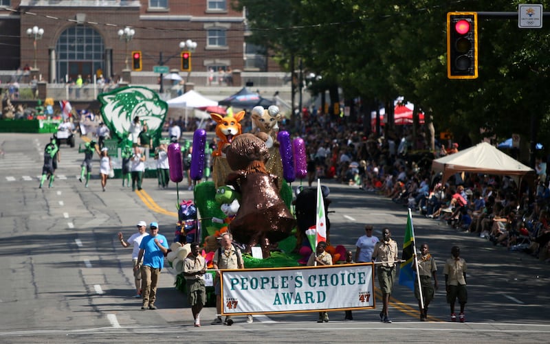 The Woods Cross North Stake float wins the People's Choice Award in the Days of ’47 Parade in Salt Lake City on Tuesday, July 24, 2018.