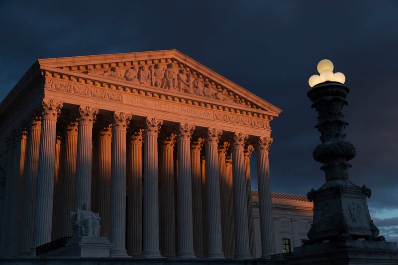 In this 2019 file photo, the Supreme Court is seen at sunset in Washington.