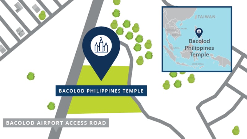 A map of the Bacolod, Philippines, area with the temple site.<br>