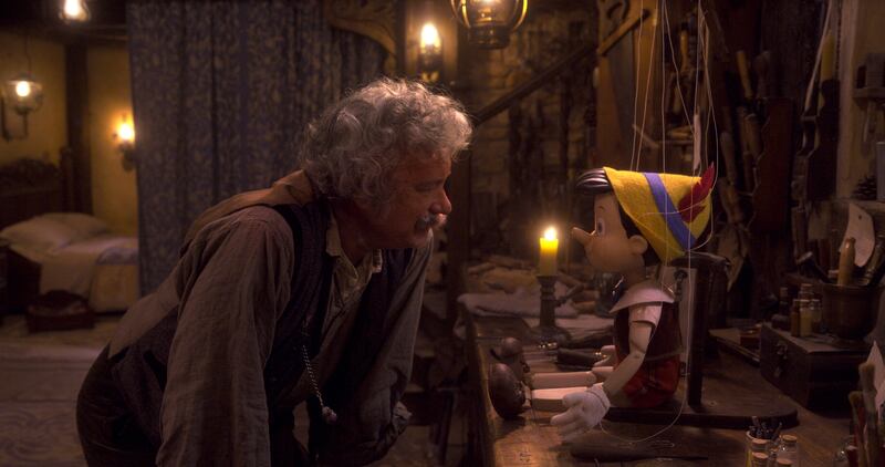 Tom Hanks as Geppetto in “Pinocchio,” which will hit Disney+ on Sept. 8.