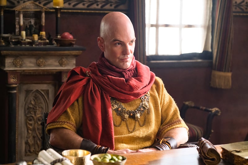 Quintus, a Roman leader played by Brandon Potter, performs in a scene from Season 3 of “The Chosen.”