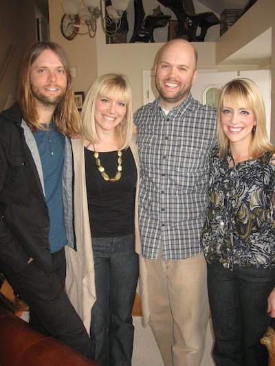 James Valentine, left, Gina Valentine James, Chris Valentine and Lisa Valentine Clark. James Valentine will perform with his band Maroon 5 on Friday, Sept. 7 at the Vivint Arena in Salt Lake City.
