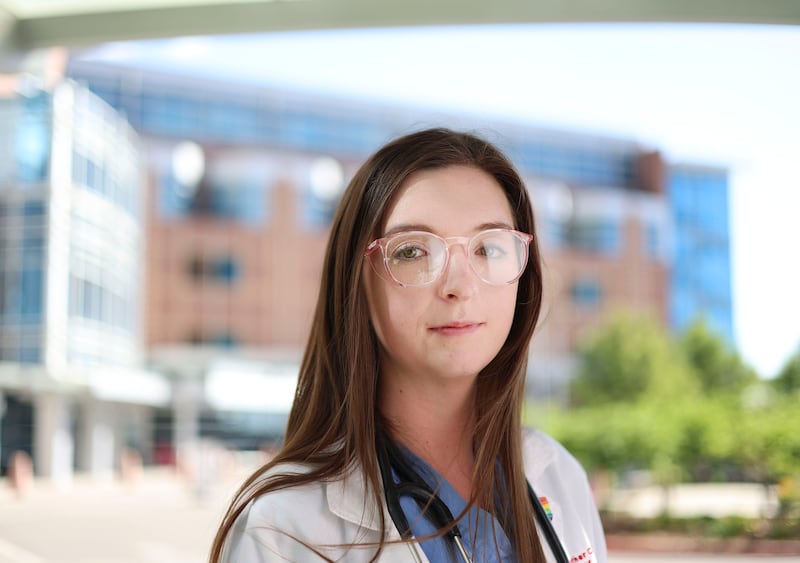 Heather Cummins, a University of Utah medical student, is photographed at the U. hospital in Salt Lake City on Wednesday, July 6, 2022.