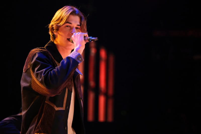 Brayden Lape performs during the top 13 round of “The Voice.”