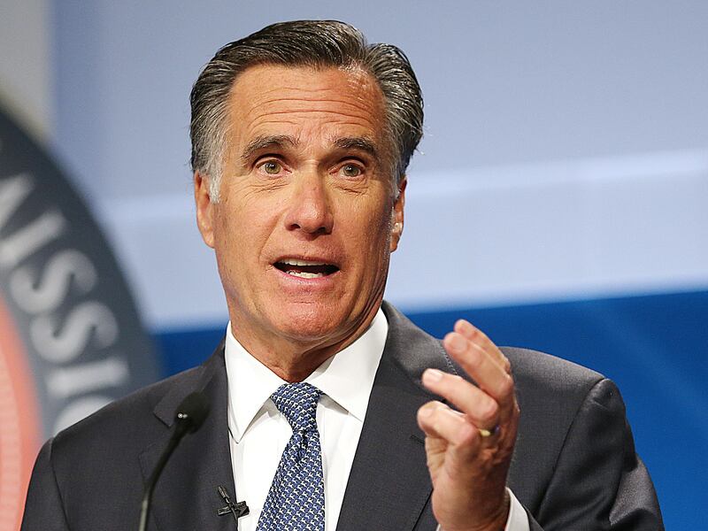 GOP Senate hopeful Mitt Romney answers a question during a debate in Provo on Tuesday, May 29, 2018.