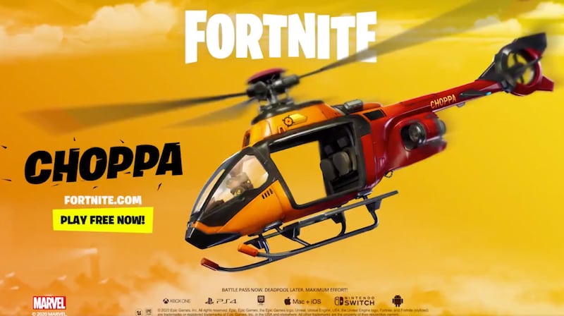 The official Fortnite Twitter account posted a new video that shows off the new helicopter vehicle, which will arrive with the new update for the game.