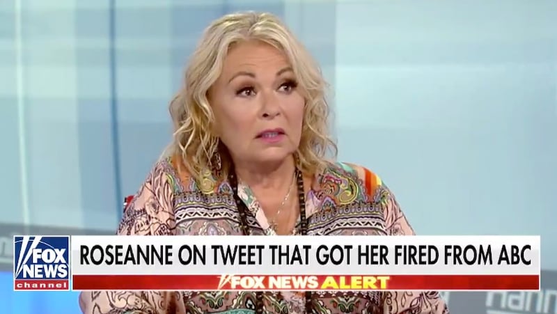 Roseanne Barr gave her first public TV interview since her ABC sitcom was canceled in May on Thursday night, speaking with Sean Hannity on Fox News.