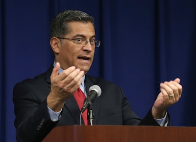 California Attorney General Xavier Becerra, seen in this file photo from Tuesday, March 5, 2019, speaks during a news conference in Sacramento.