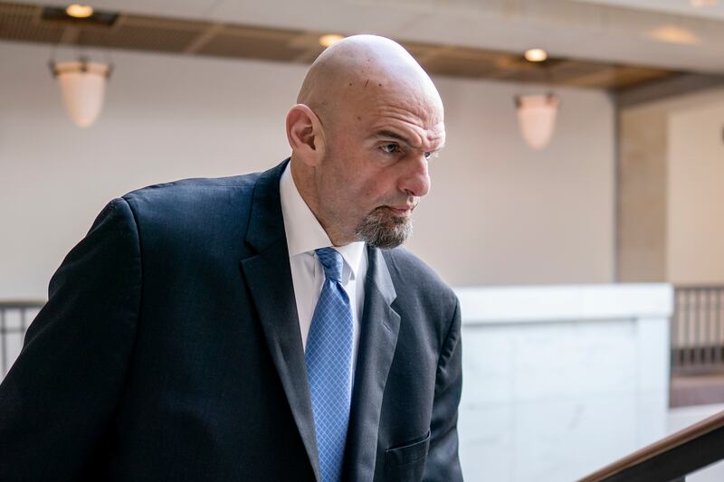 Sen. John Fetterman, D-Pa., is pictured in Washington on Feb. 14, 2023