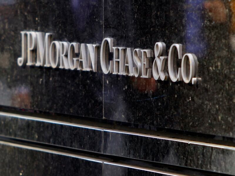 JP Morgan Chase and Co. sign at its Manhattan headquarters.