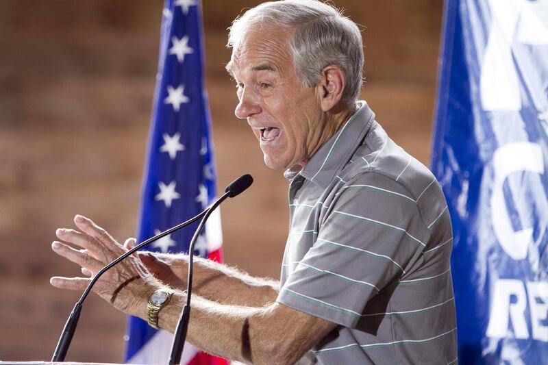 Republican presidential contender, Rep. Ron Paul, R-Texas, speaks at a restaurant at the Polk County GOP summer picnic event held at the Iowa State Fairgrounds in Des Moines, Iowa on Saturday, Aug. 27, 2011.