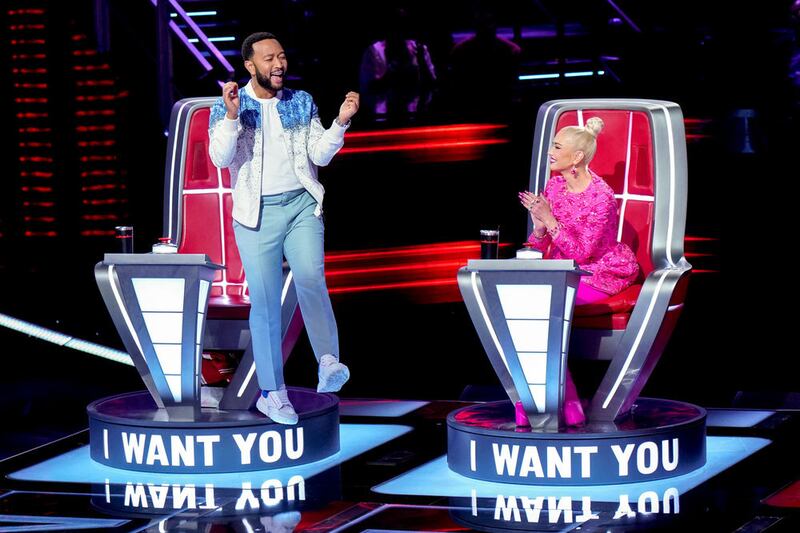 John Legend and Gwen Stefani on “The Voice.”